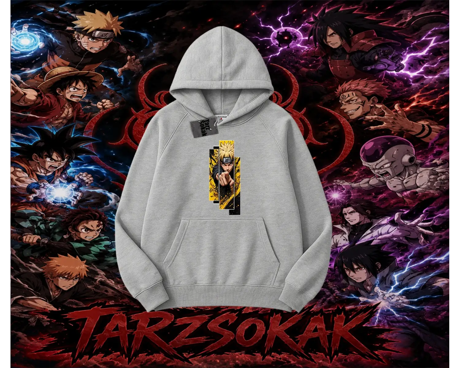 Naruto Uzumaki Premium Anime Oversize Unisex Kapşonlu Sweatshirt Beyaz