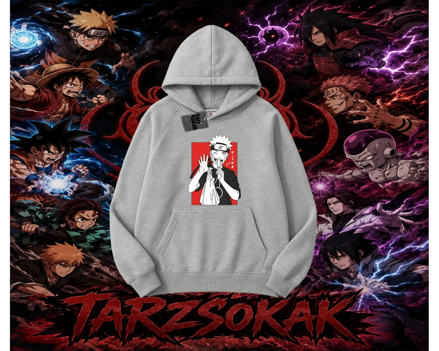 Naruto Uzumaki Premium Anime Oversize Unisex Kapşonlu Sweatshirt Beyaz