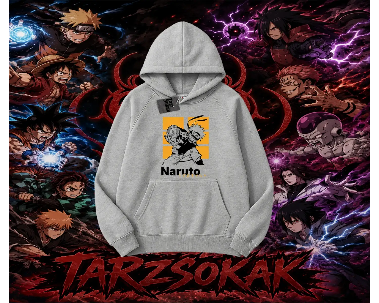 Naruto Uzumaki Premium Anime Oversize Unisex Kapşonlu Sweatshirt Beyaz