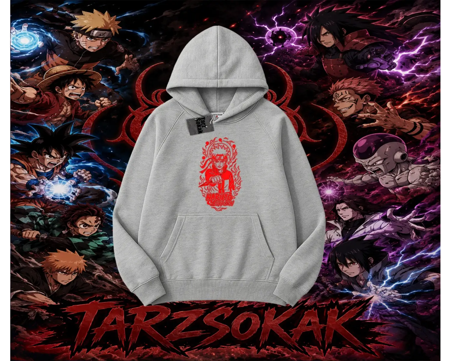 Naruto Uzumaki Premium Anime Oversize Unisex Kapşonlu Sweatshirt Beyaz