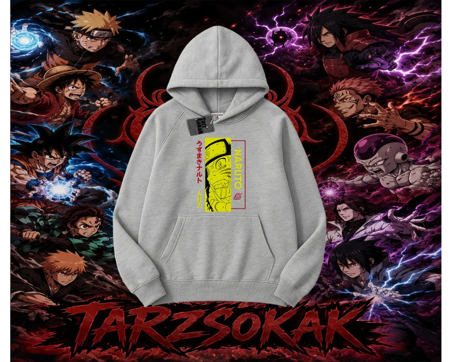 Naruto Uzumaki Premium Anime Oversize Unisex Kapşonlu Sweatshirt Beyaz