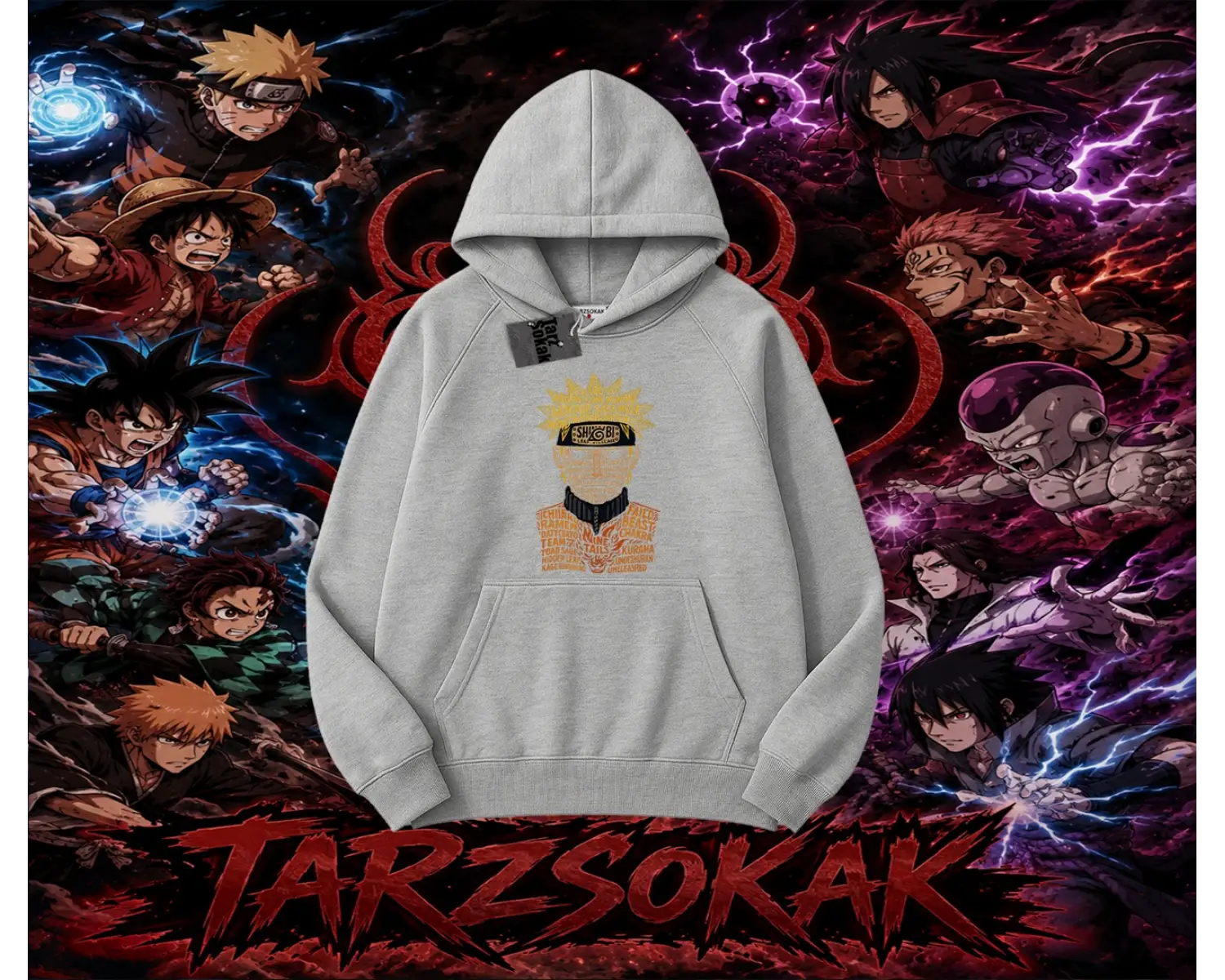 Naruto Uzumaki Premium Anime Oversize Unisex Kapşonlu Sweatshirt Beyaz