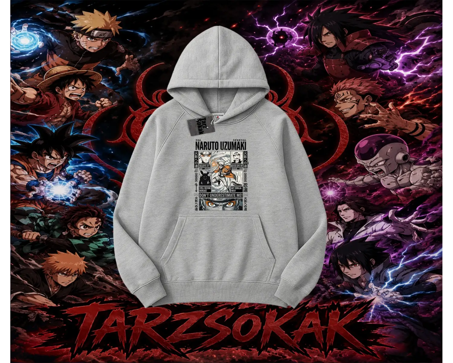 Naruto Uzumaki Premium Anime Oversize Unisex Kapşonlu Sweatshirt Beyaz