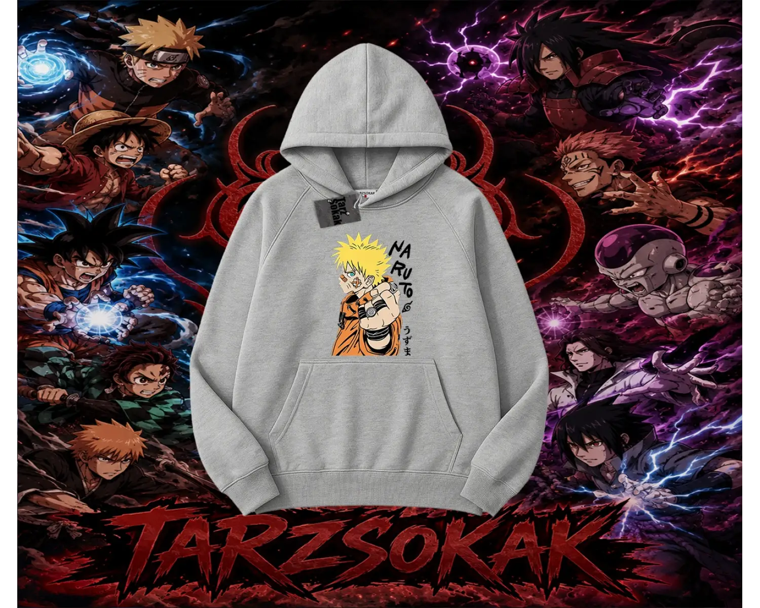 Naruto Uzumaki Premium Anime Oversize Unisex Kapşonlu Sweatshirt Beyaz
