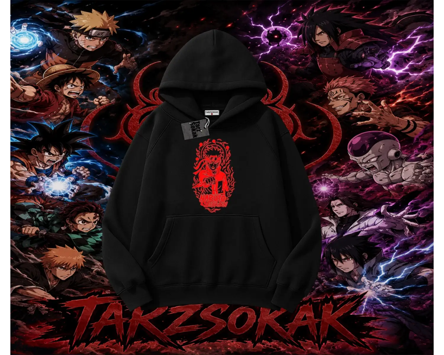 Naruto Uzumaki Premium Anime Oversize Unisex Kapşonlu Sweatshirt Beyaz