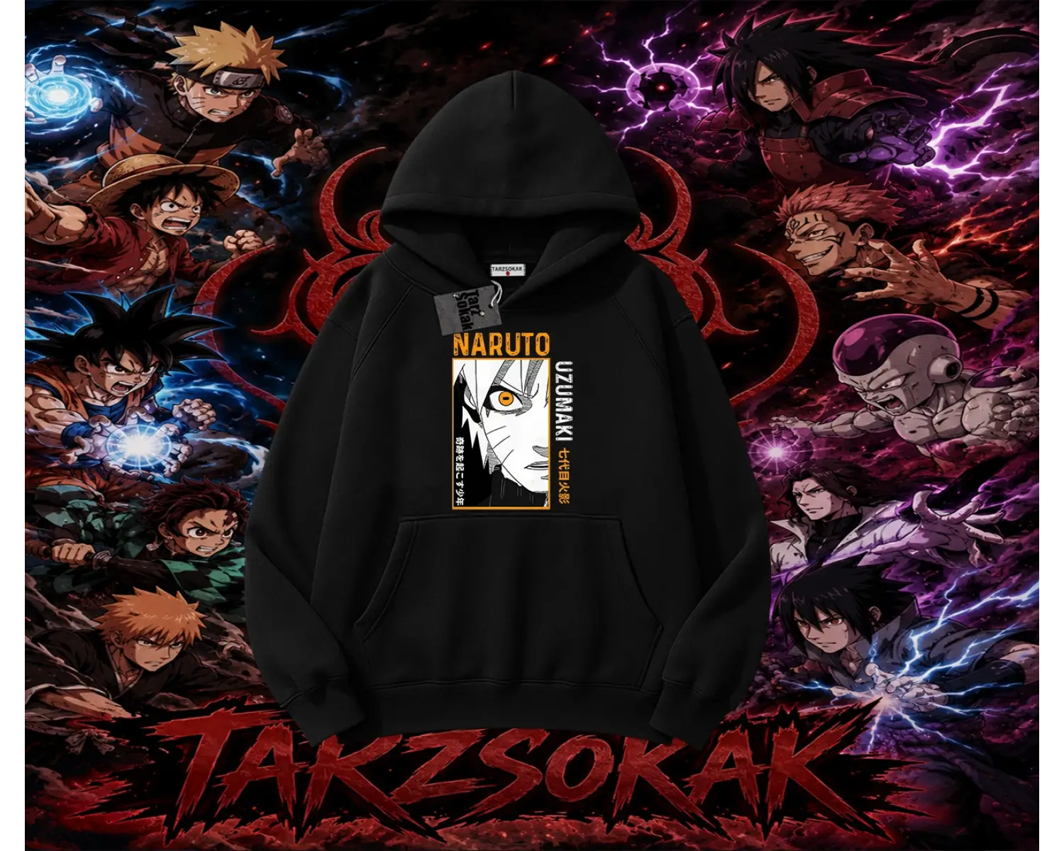 Naruto Uzumaki Premium Anime Oversize Unisex Kapşonlu Sweatshirt Beyaz