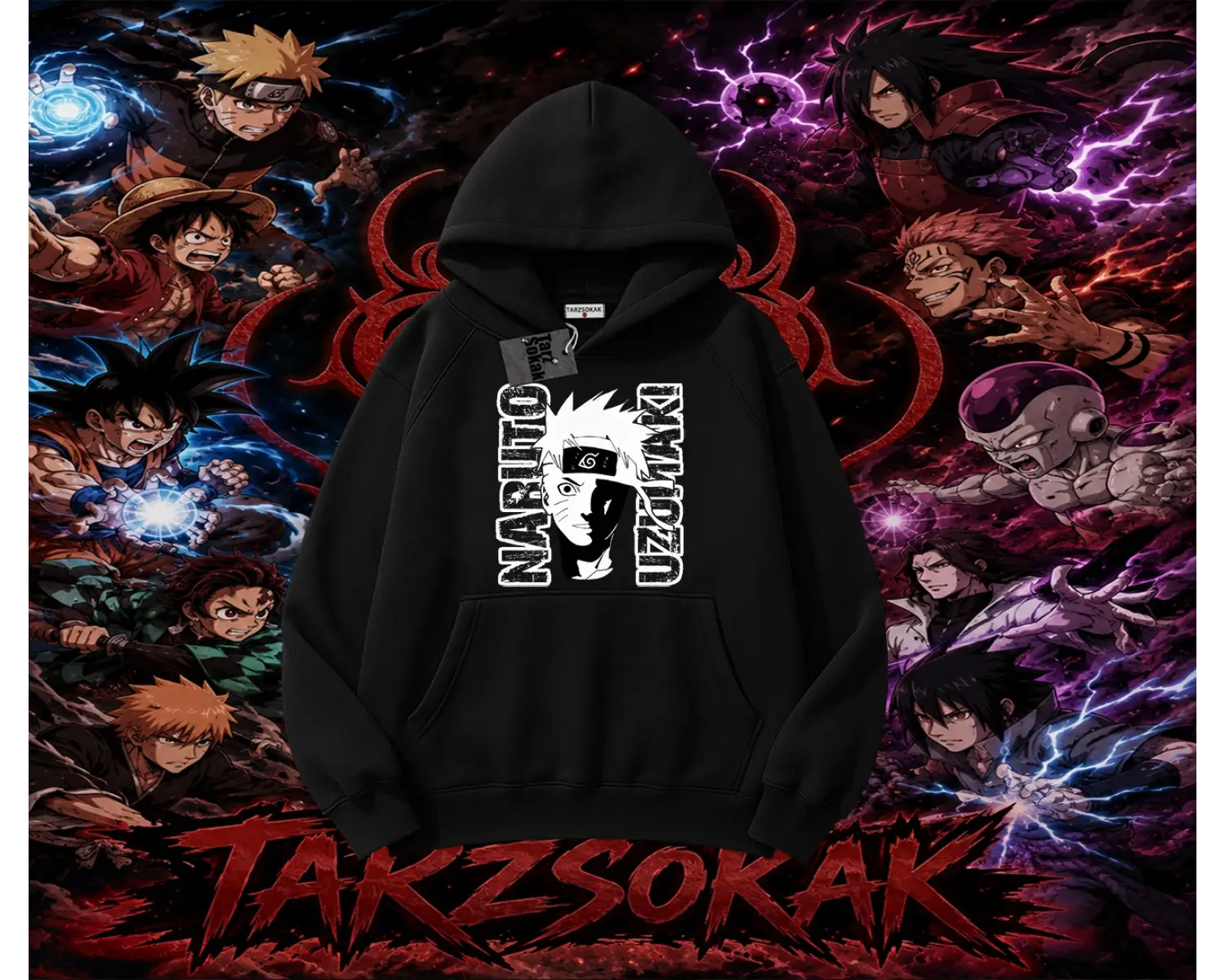 Naruto Uzumaki Premium Anime Oversize Unisex Kapşonlu Sweatshirt Beyaz