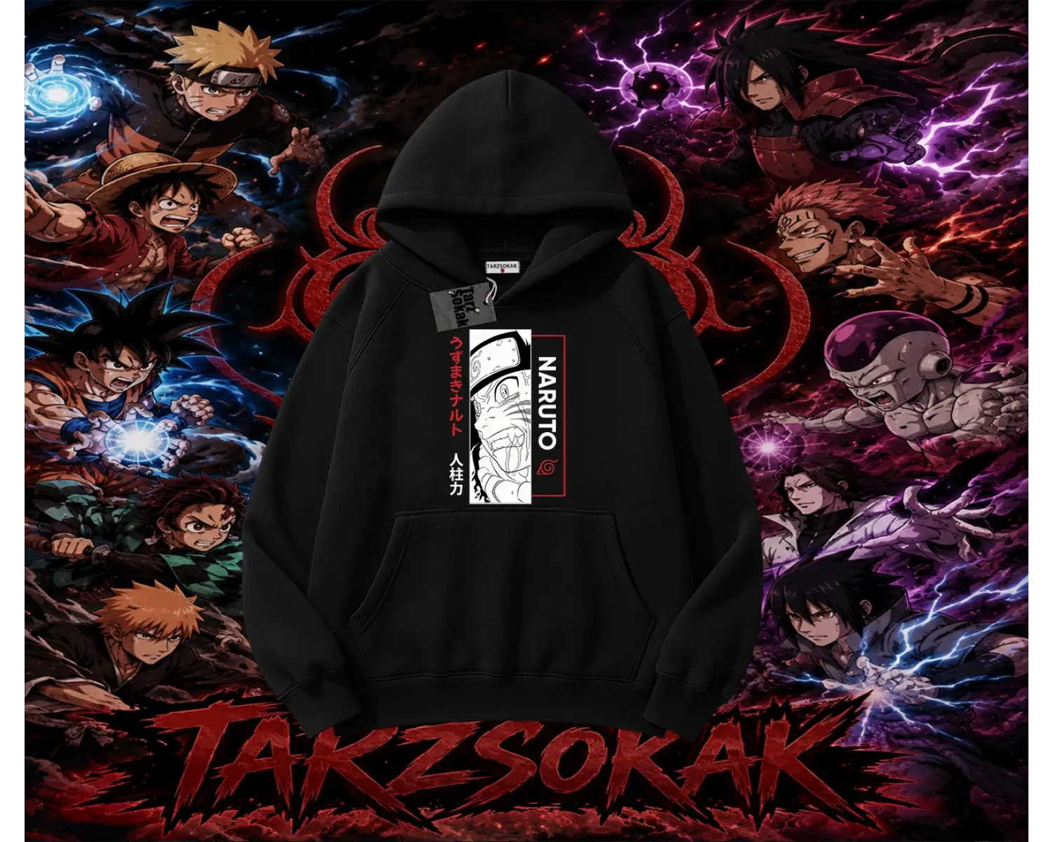 Naruto Uzumaki Premium Anime Oversize Unisex Kapşonlu Sweatshirt Beyaz