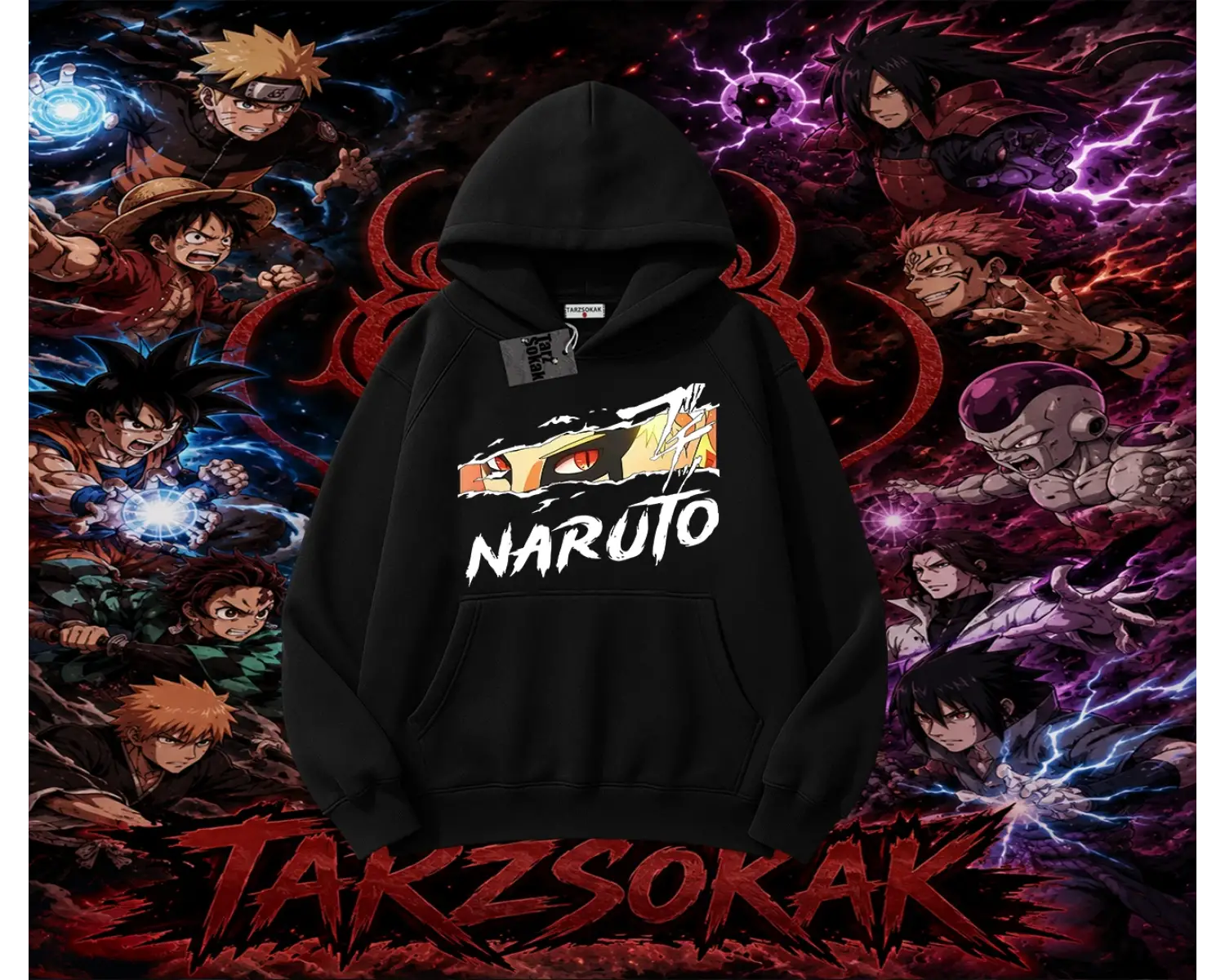 Naruto Uzumaki Premium Anime Oversize Unisex Kapşonlu Sweatshirt Beyaz