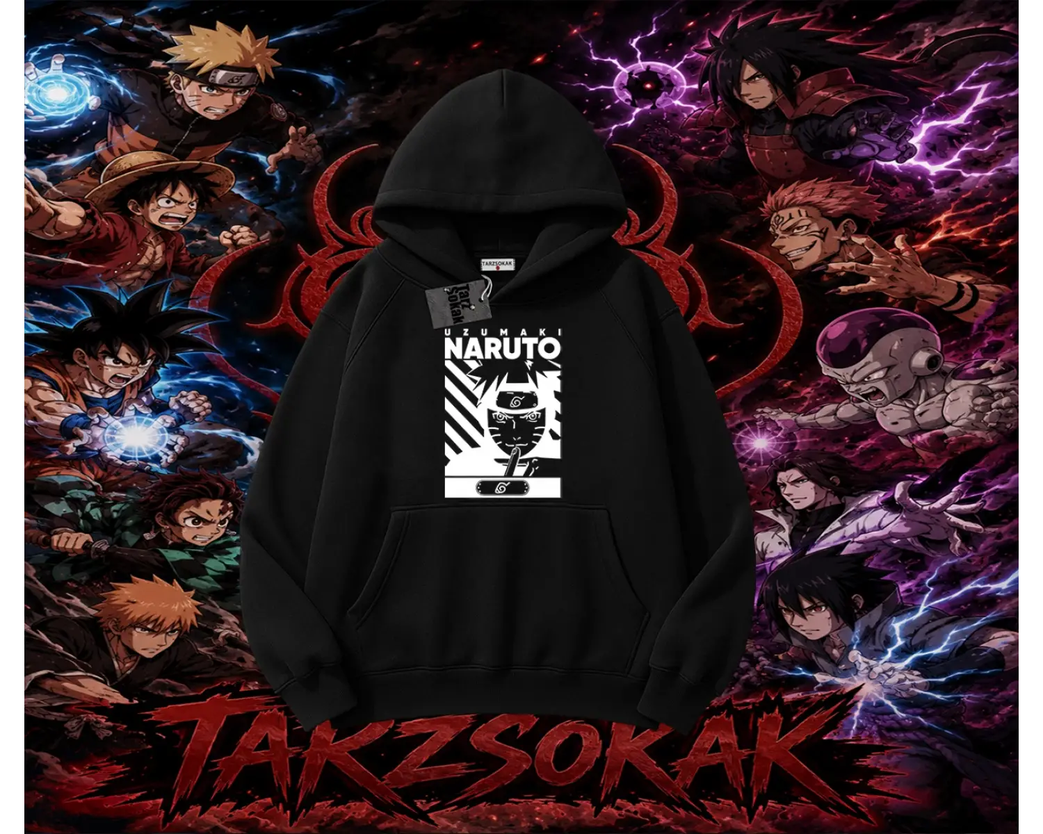 Naruto Uzumaki Premium Anime Oversize Unisex Kapşonlu Sweatshirt Beyaz