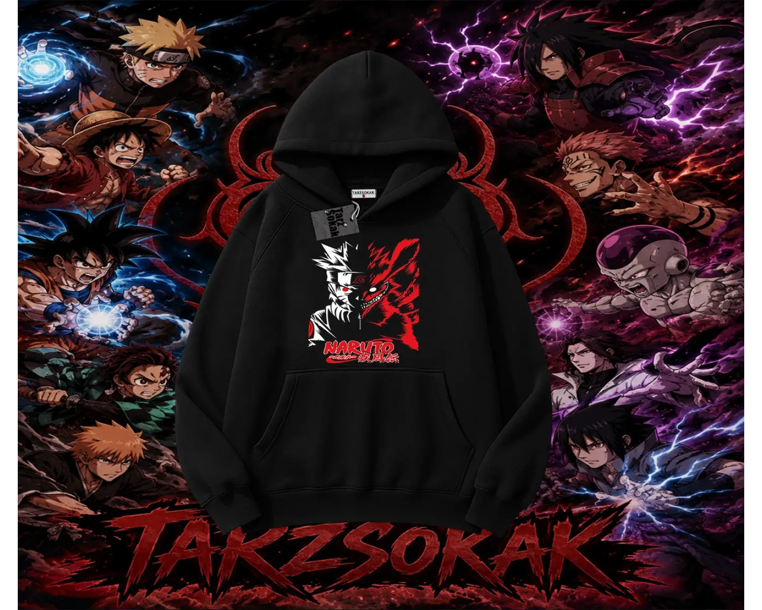 Naruto Uzumaki Premium Anime Oversize Unisex Kapşonlu Sweatshirt Beyaz
