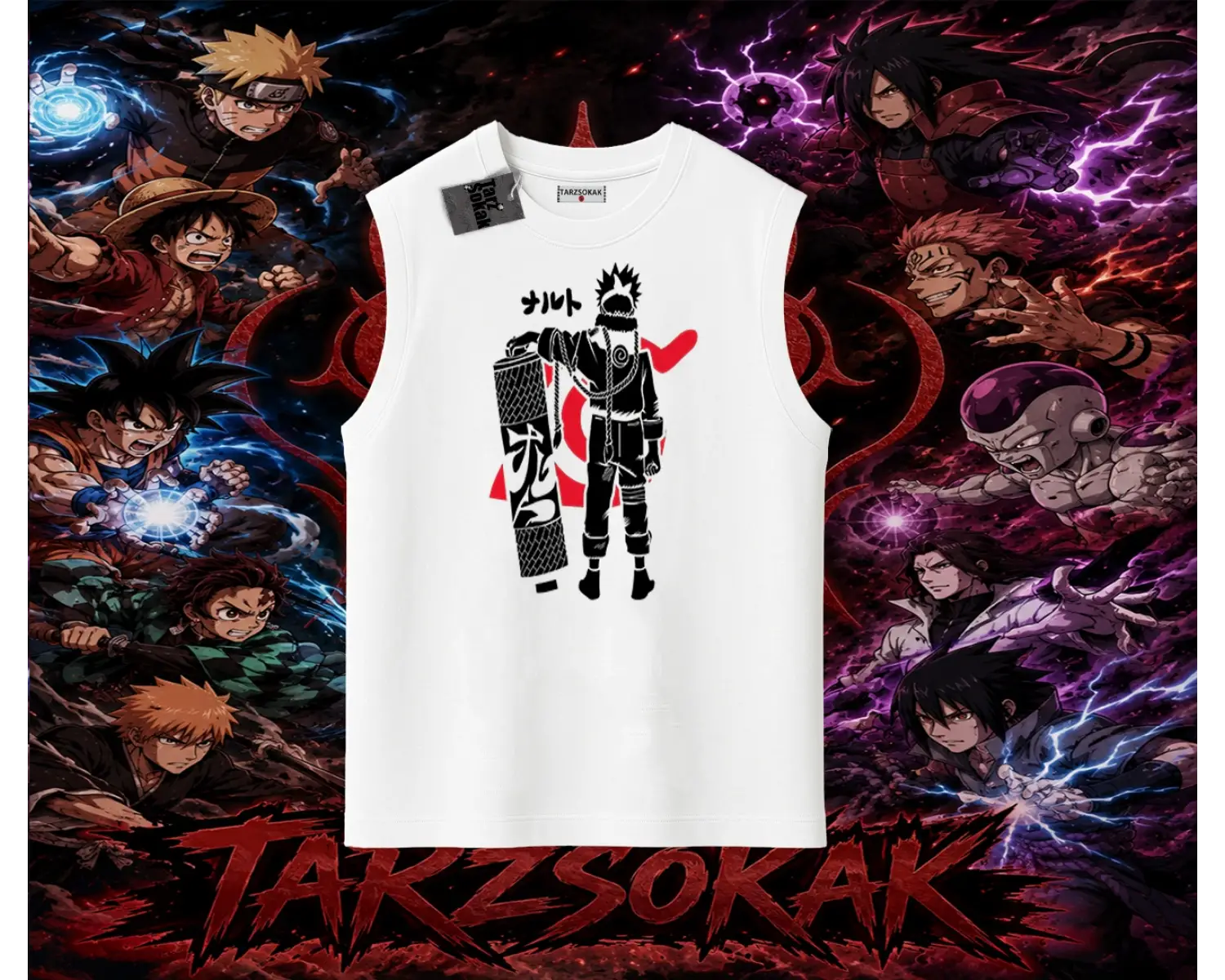 Naruto Uzumaki Premium Anime Oversize Unisex Kolsuz Tişört Beyaz