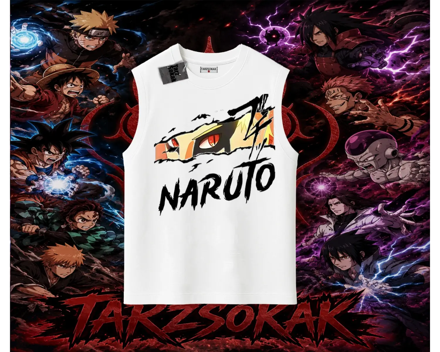 Naruto Uzumaki Premium Anime Oversize Unisex Kolsuz Tişört Beyaz
