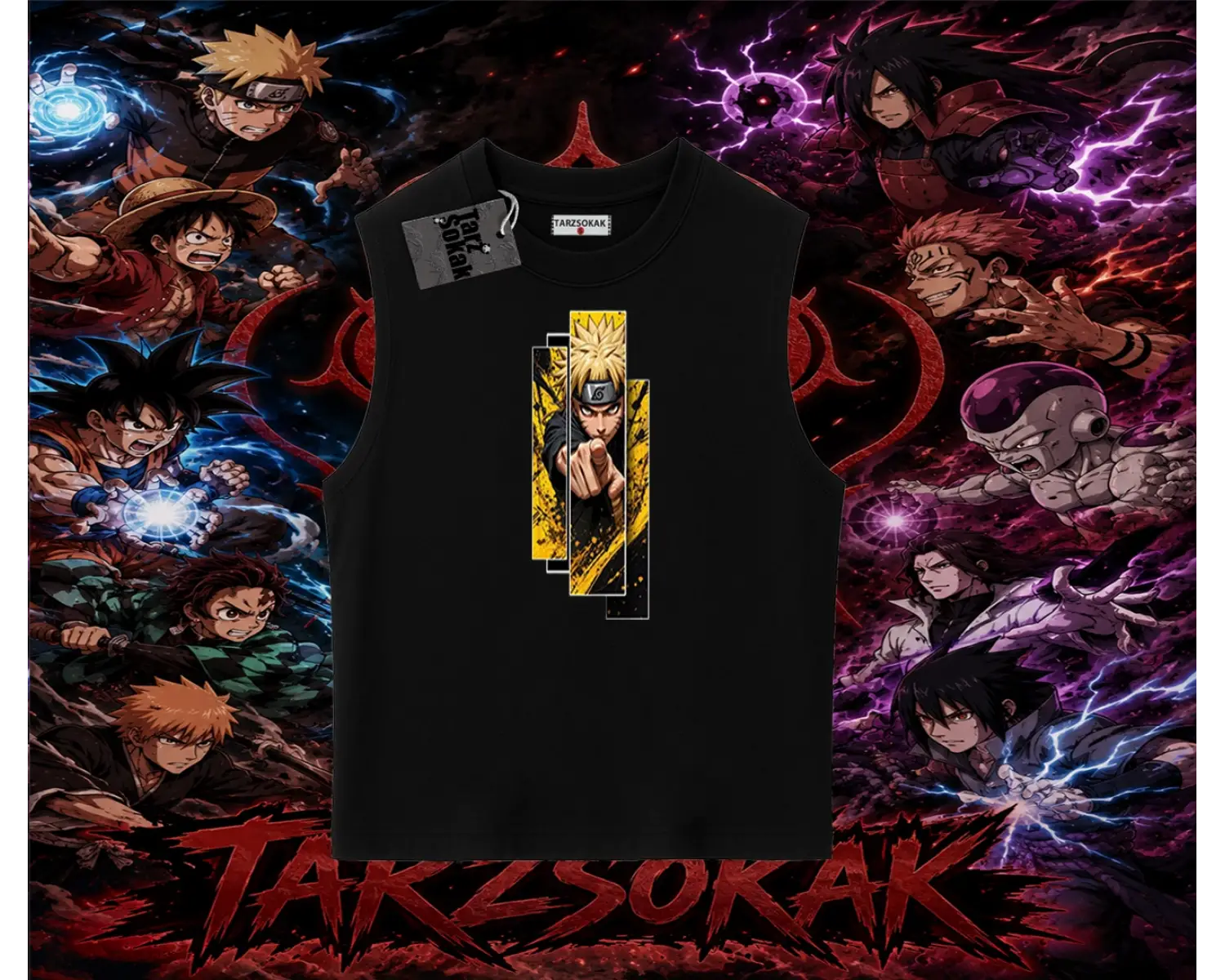 Naruto Uzumaki Premium Anime Oversize Unisex Kolsuz Tişört Beyaz