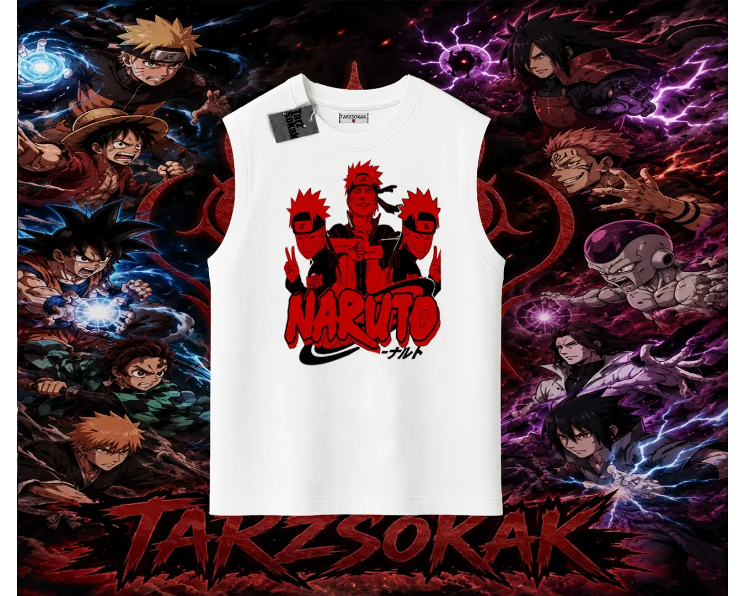 Naruto Uzumaki Premium Anime Oversize Unisex Kolsuz Tişört Beyaz