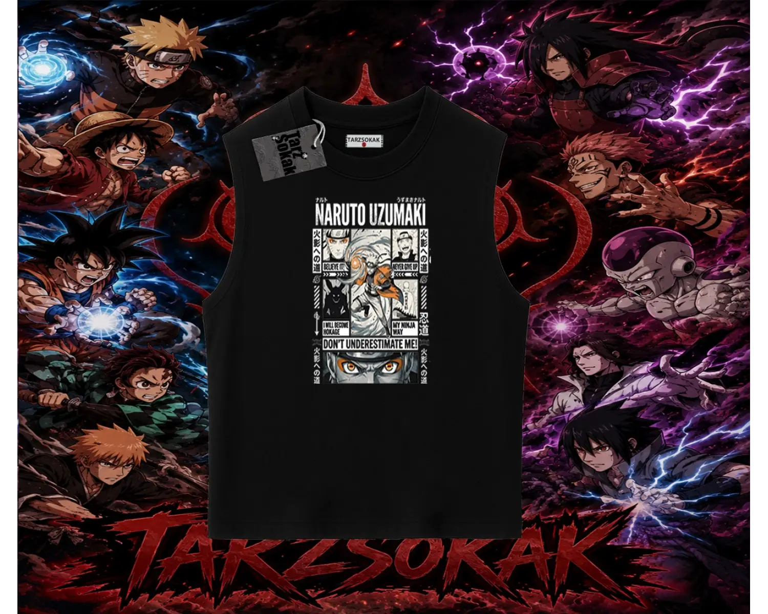 Naruto Uzumaki Premium Anime Oversize Unisex Kolsuz Tişört Beyaz