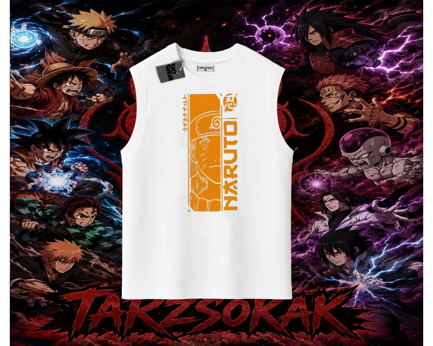 Naruto Uzumaki Premium Anime Oversize Unisex Kolsuz Tişört Beyaz