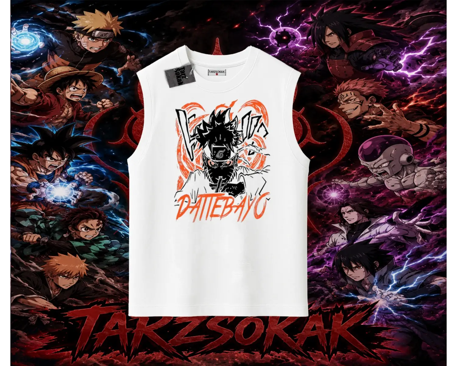 Naruto Uzumaki Premium Anime Oversize Unisex Kolsuz Tişört Beyaz