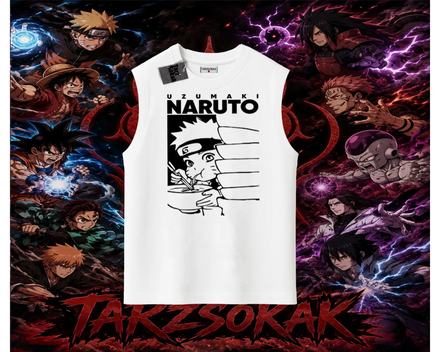 Naruto Uzumaki Premium Anime Oversize Unisex Kolsuz Tişört Beyaz