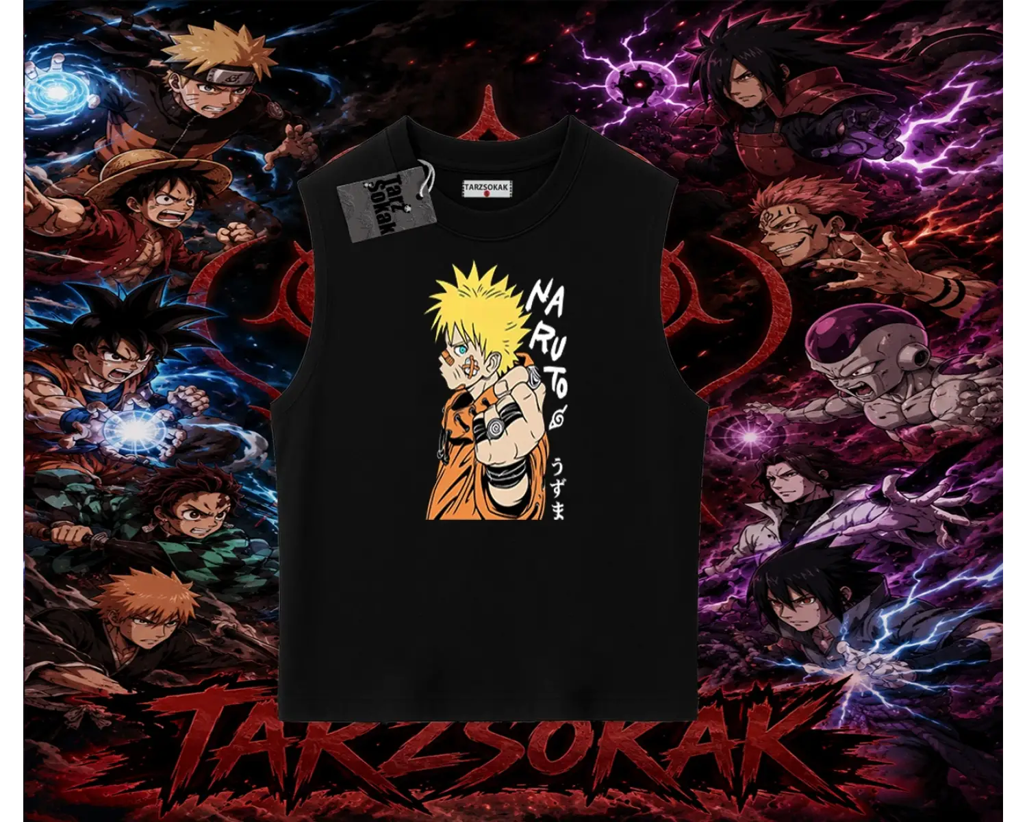 Naruto Uzumaki Premium Anime Oversize Unisex Kolsuz Tişört Beyaz