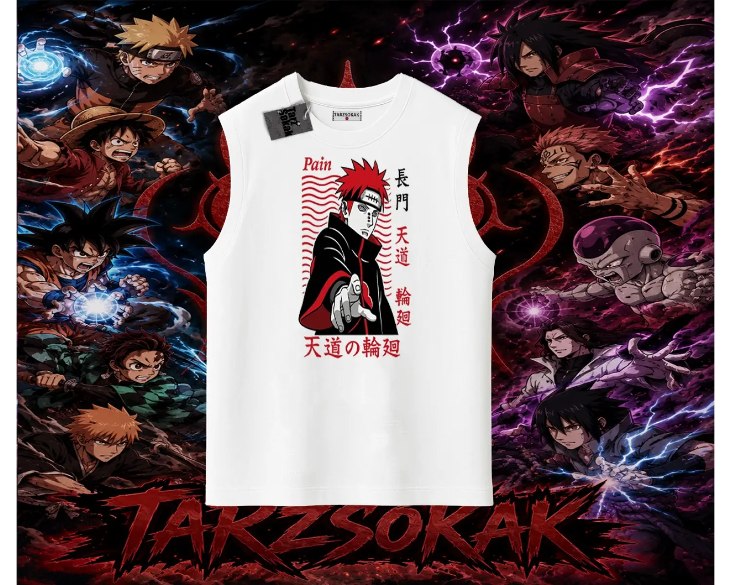 Naruto Uzumaki Premium Anime Oversize Unisex Kolsuz Tişört Beyaz