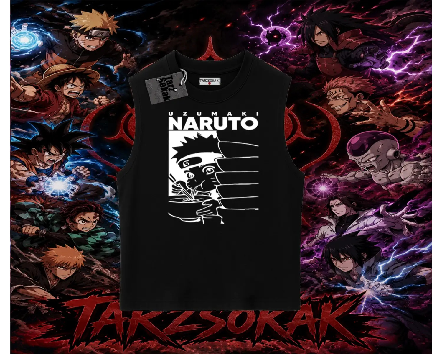 Naruto Uzumaki Premium Anime Oversize Unisex Kolsuz Tişört Beyaz