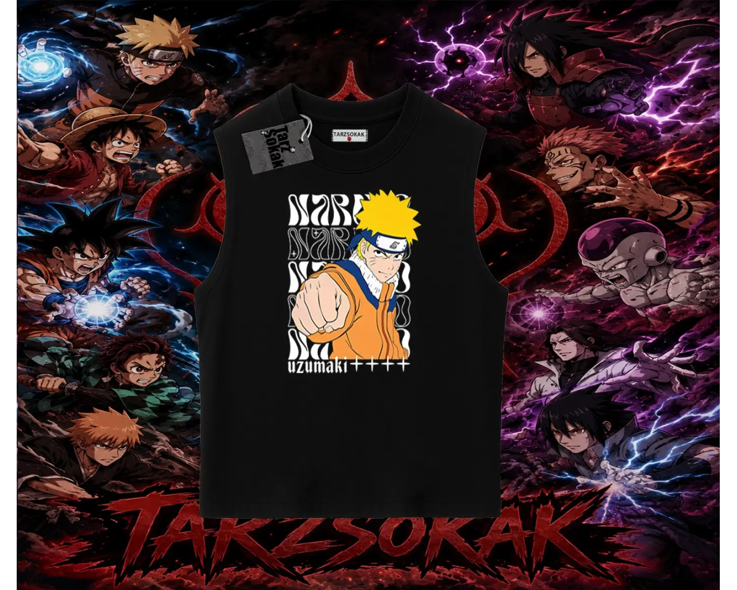 Naruto Uzumaki Premium Anime Oversize Unisex Kolsuz Tişört Beyaz