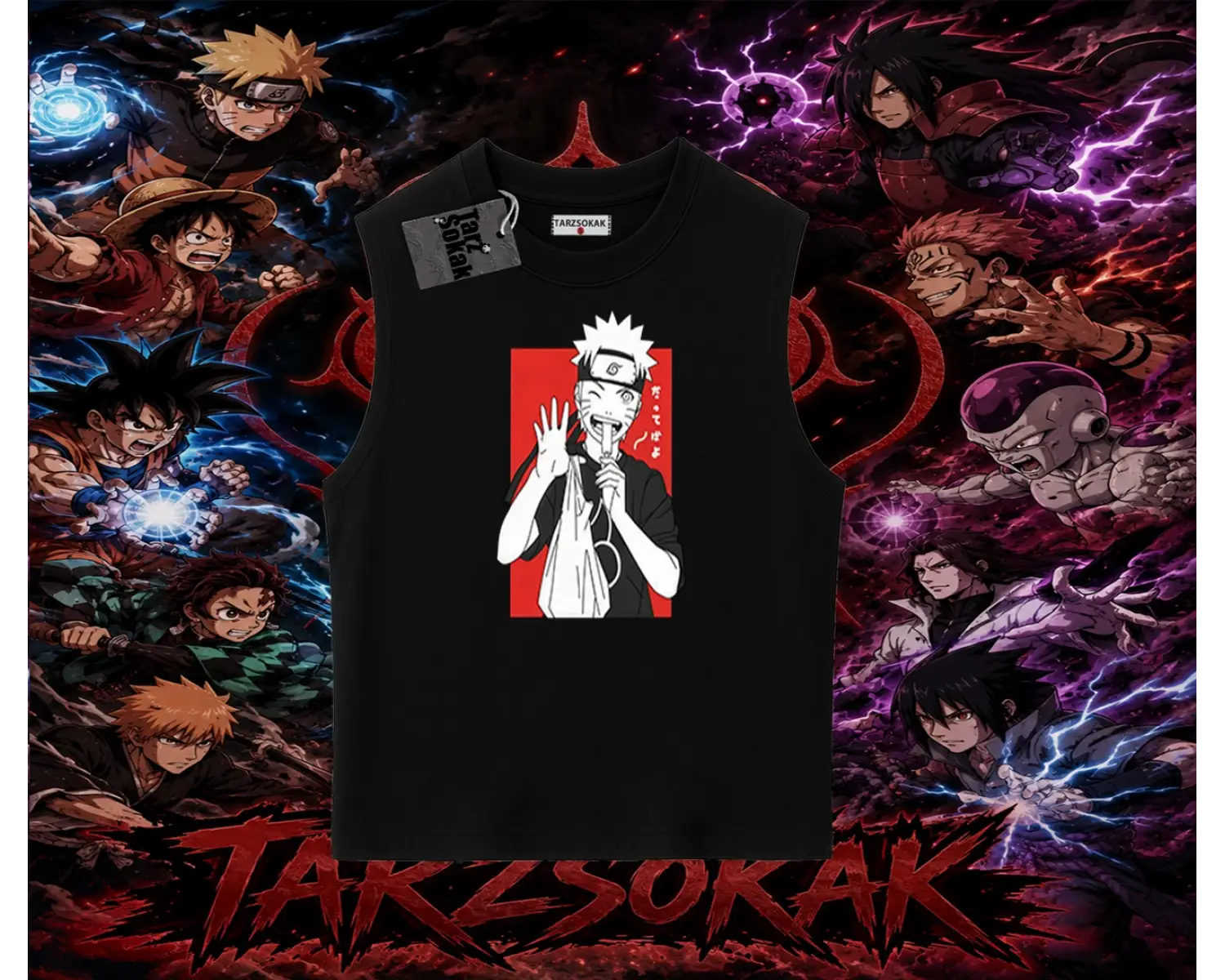 Naruto Uzumaki Premium Anime Oversize Unisex Kolsuz Tişört Beyaz