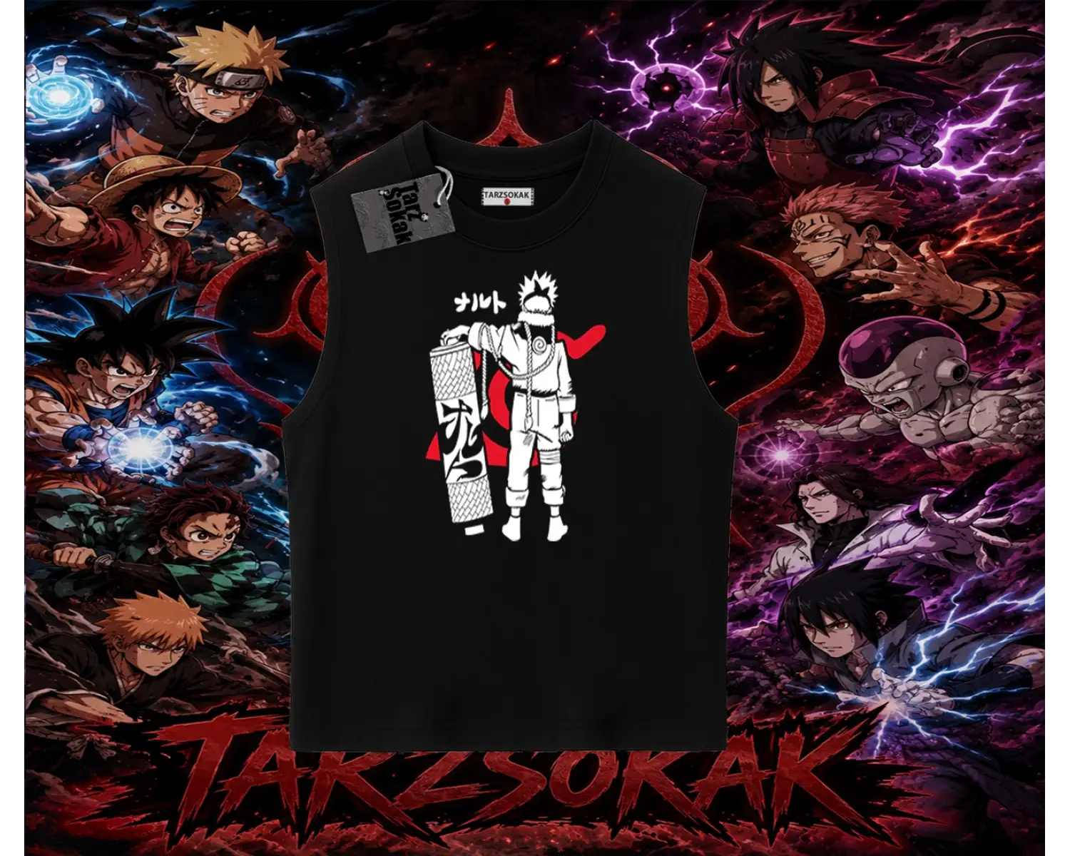 Naruto Uzumaki Premium Anime Oversize Unisex Kolsuz Tişört Beyaz