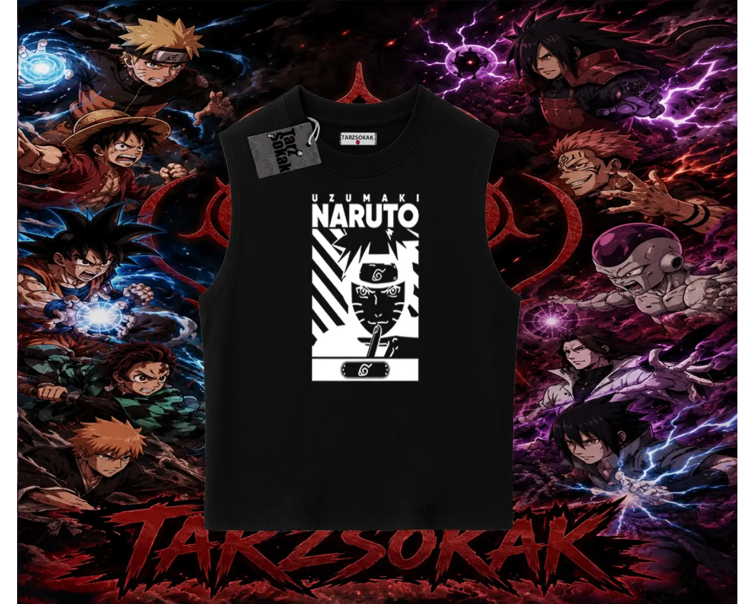Naruto Uzumaki Premium Anime Oversize Unisex Kolsuz Tişört Beyaz
