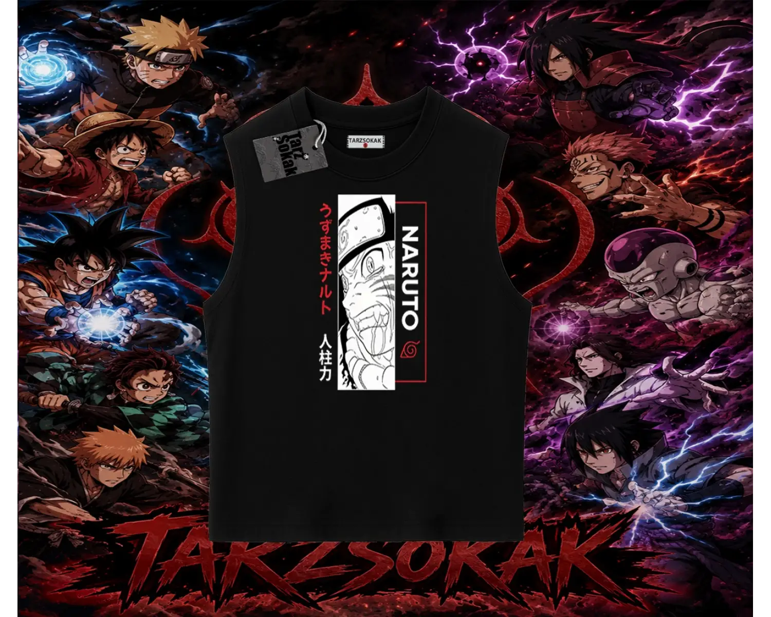 Naruto Uzumaki Premium Anime Oversize Unisex Kolsuz Tişört Beyaz
