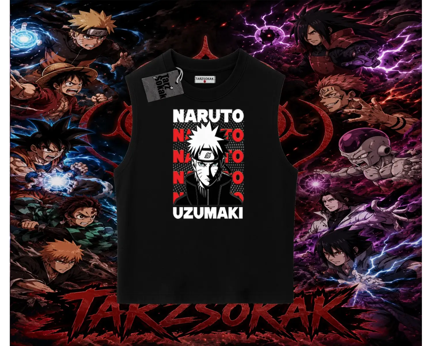 Naruto Uzumaki Premium Anime Oversize Unisex Kolsuz Tişört Beyaz