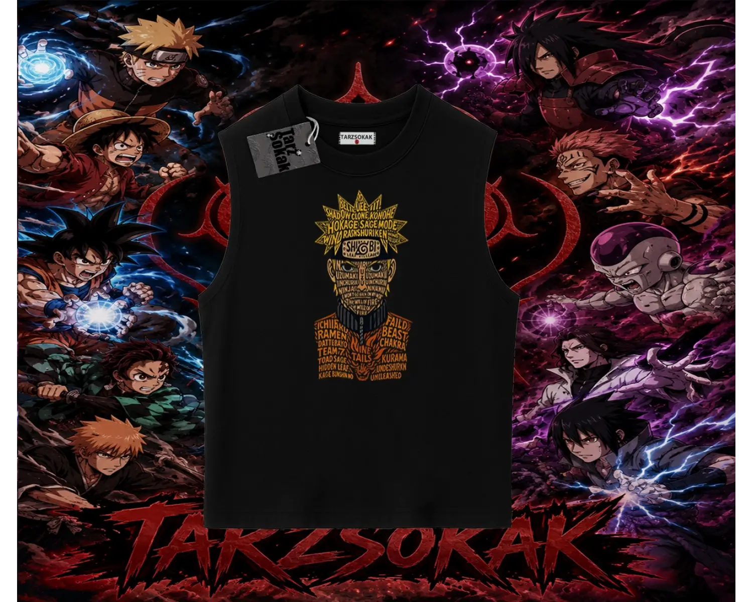 Naruto Uzumaki Premium Anime Oversize Unisex Kolsuz Tişört Beyaz