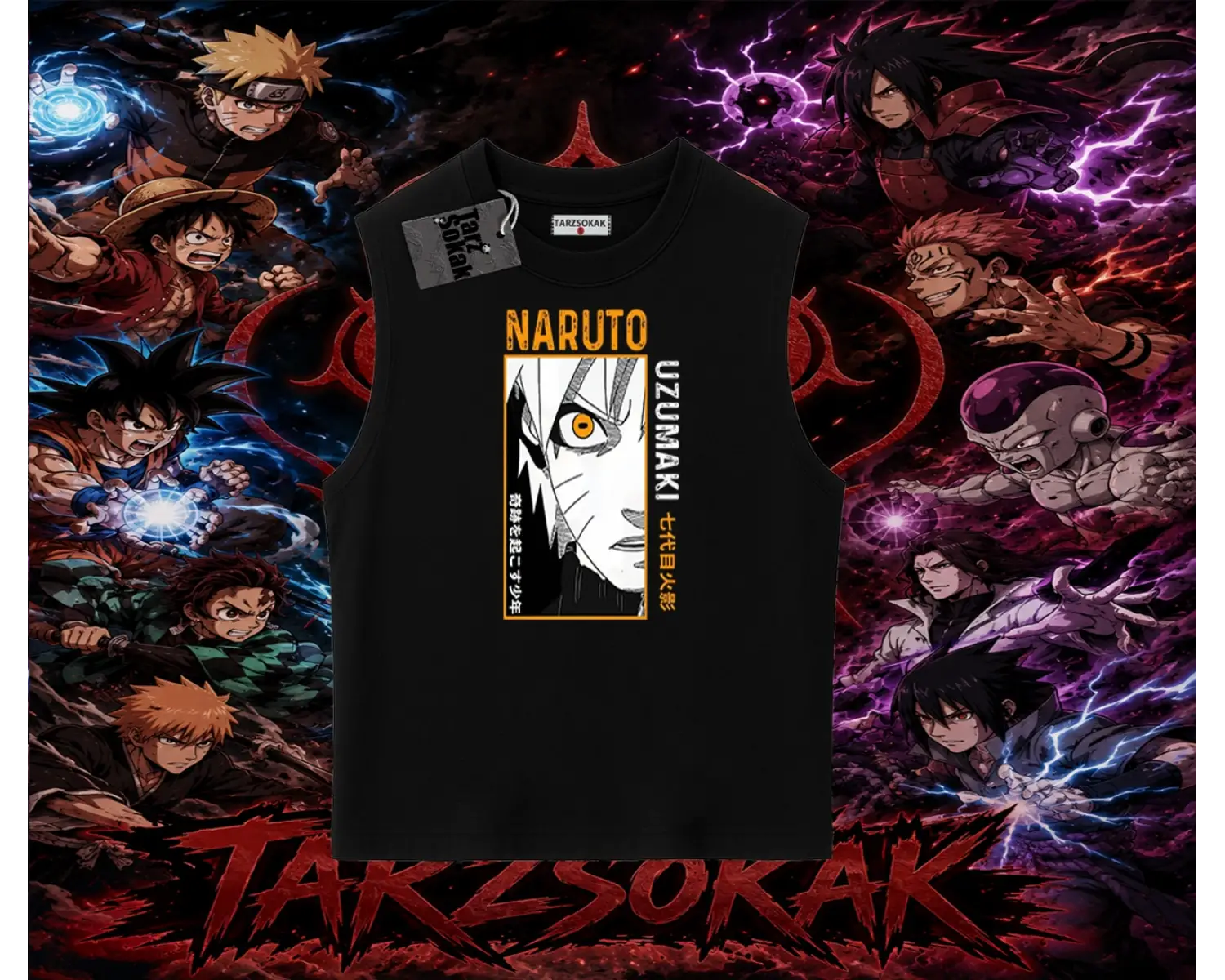 Naruto Uzumaki Premium Anime Oversize Unisex Kolsuz Tişört Beyaz