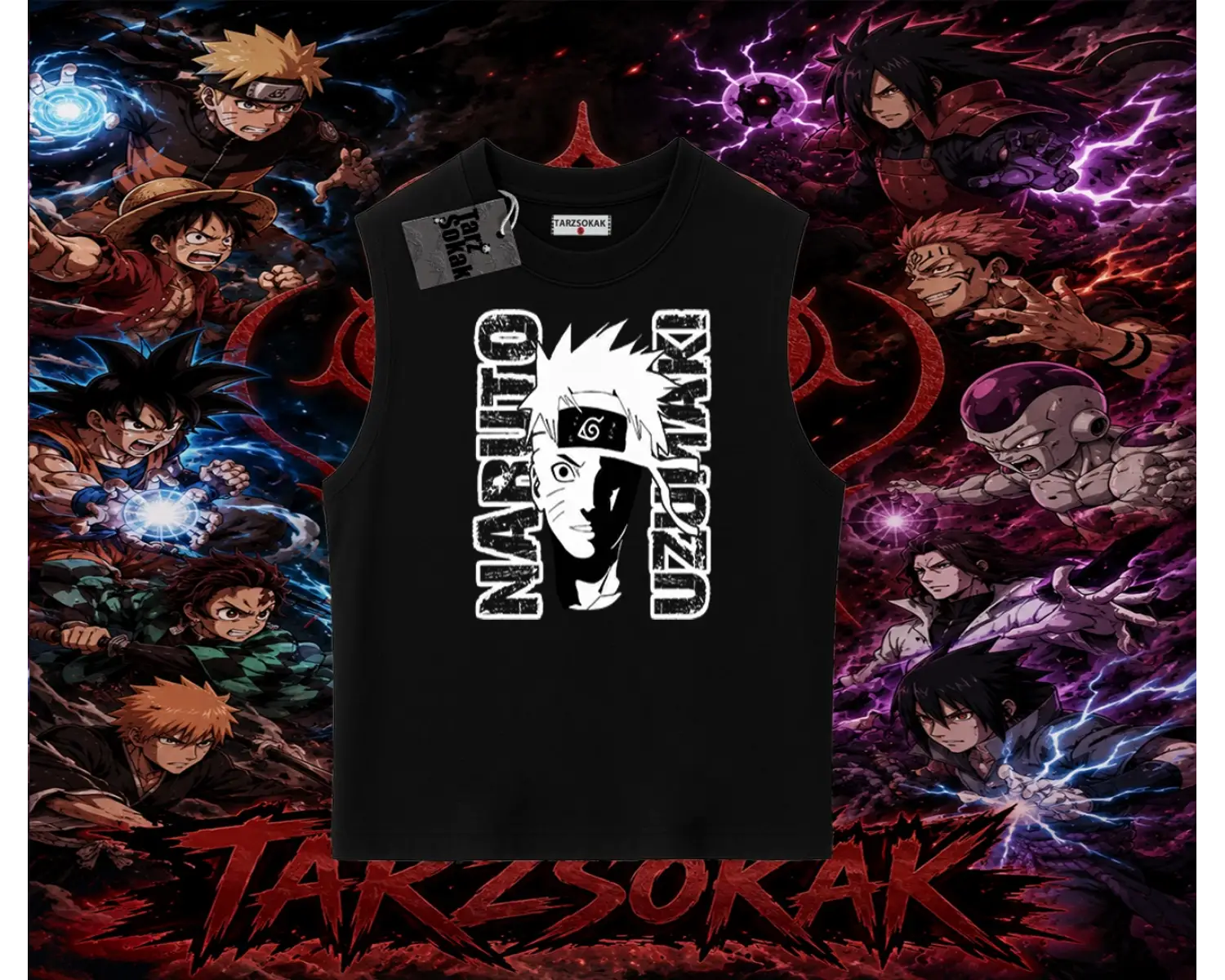 Naruto Uzumaki Premium Anime Oversize Unisex Kolsuz Tişört Beyaz