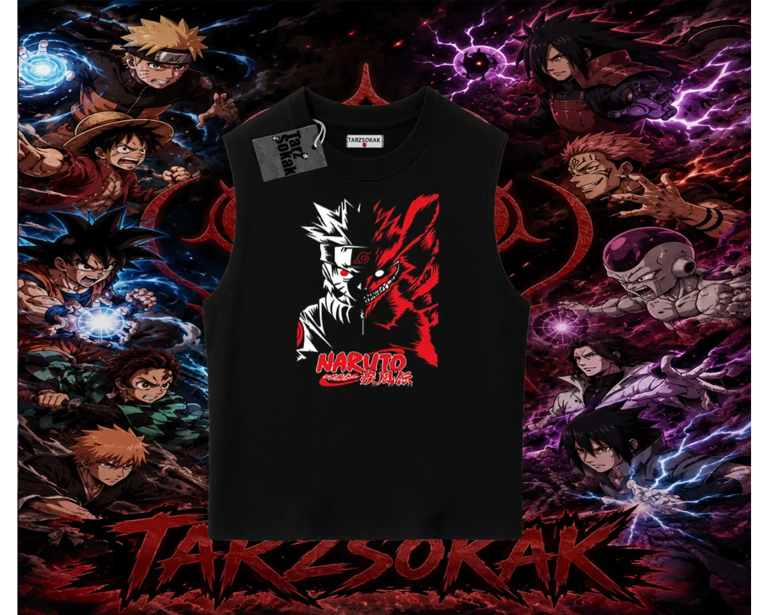 Naruto Uzumaki Premium Anime Oversize Unisex Kolsuz Tişört Beyaz