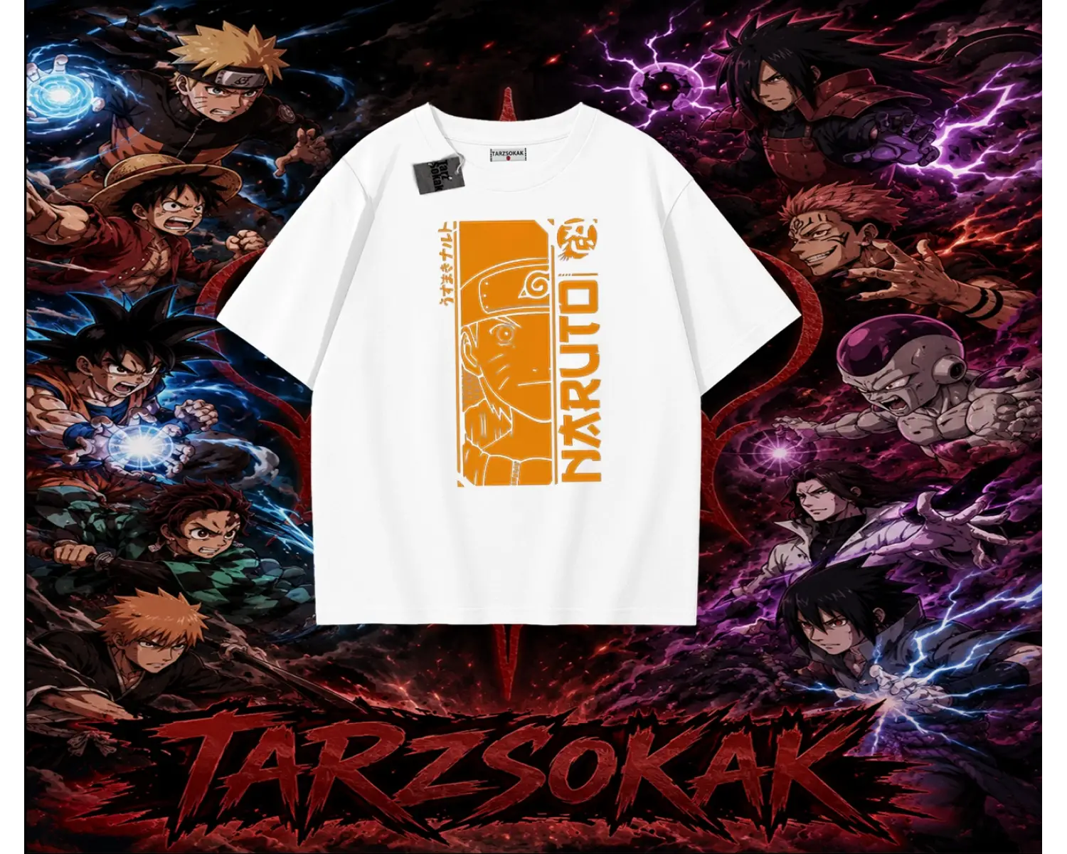 Naruto Uzumaki Premium Anime Oversize Unisex Tişört Beyaz
