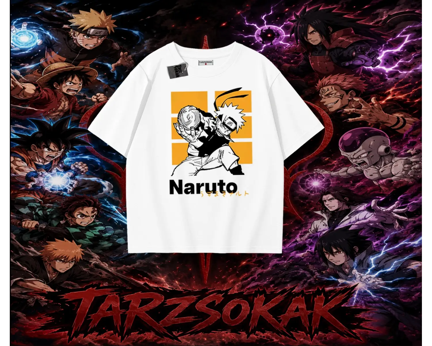 Naruto Uzumaki Premium Anime Oversize Unisex Tişört Beyaz