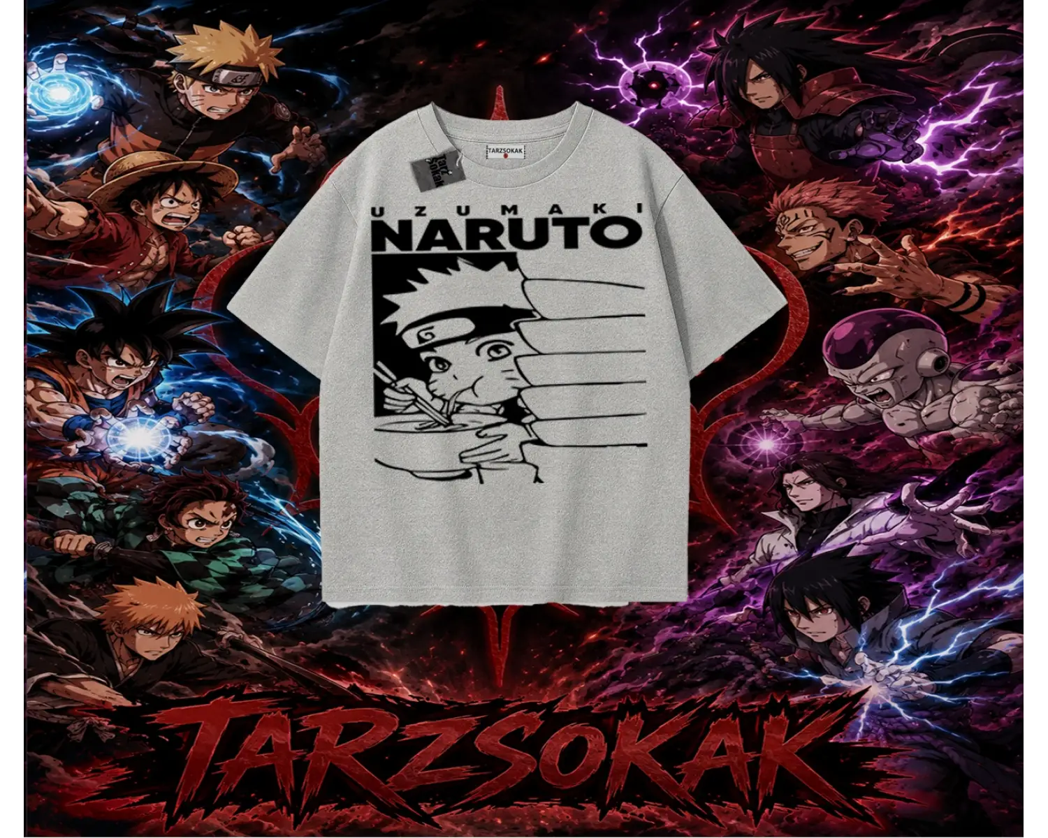 Naruto Uzumaki Premium Anime Oversize Unisex Tişört Beyaz