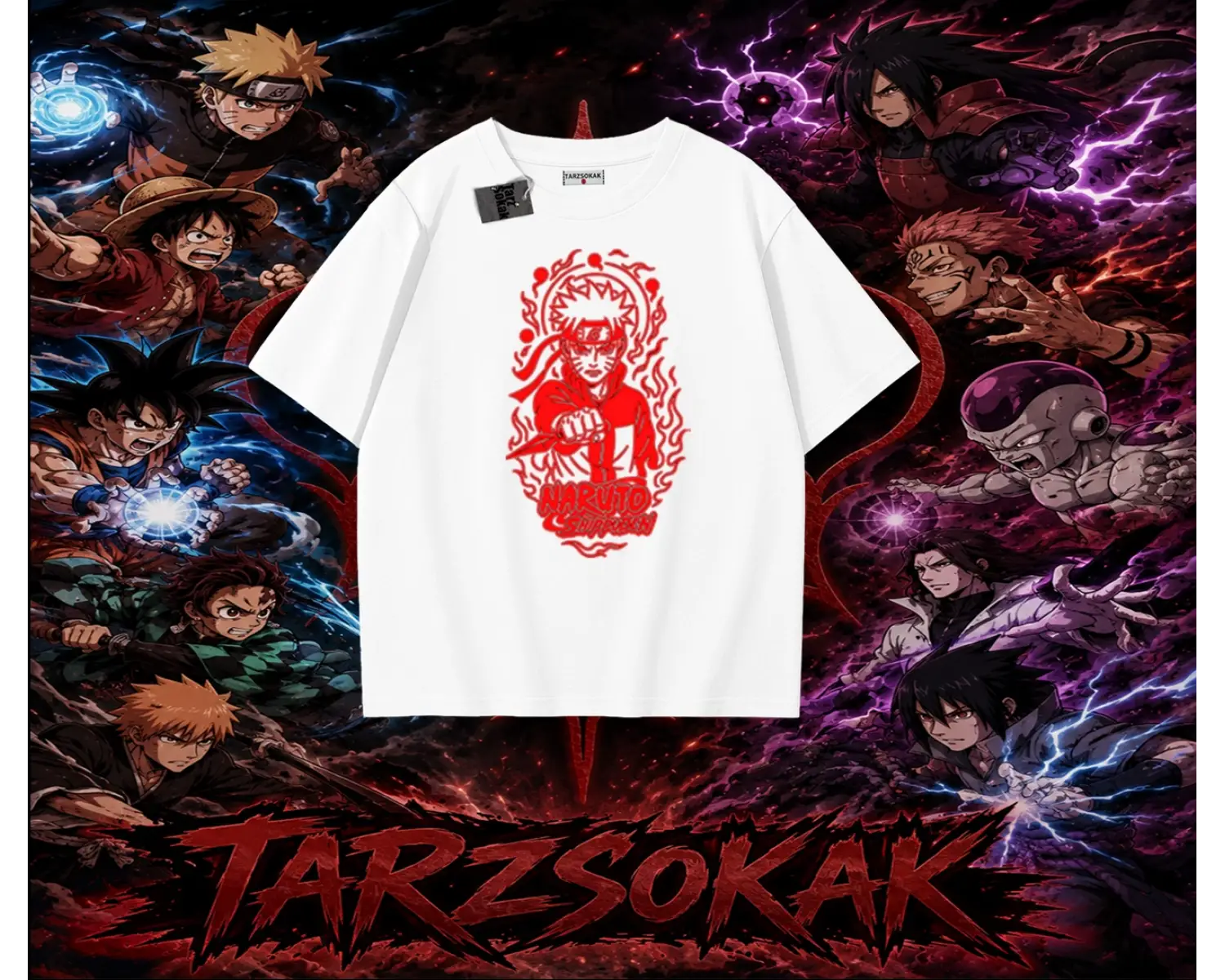 Naruto Uzumaki Premium Anime Oversize Unisex Tişört Beyaz