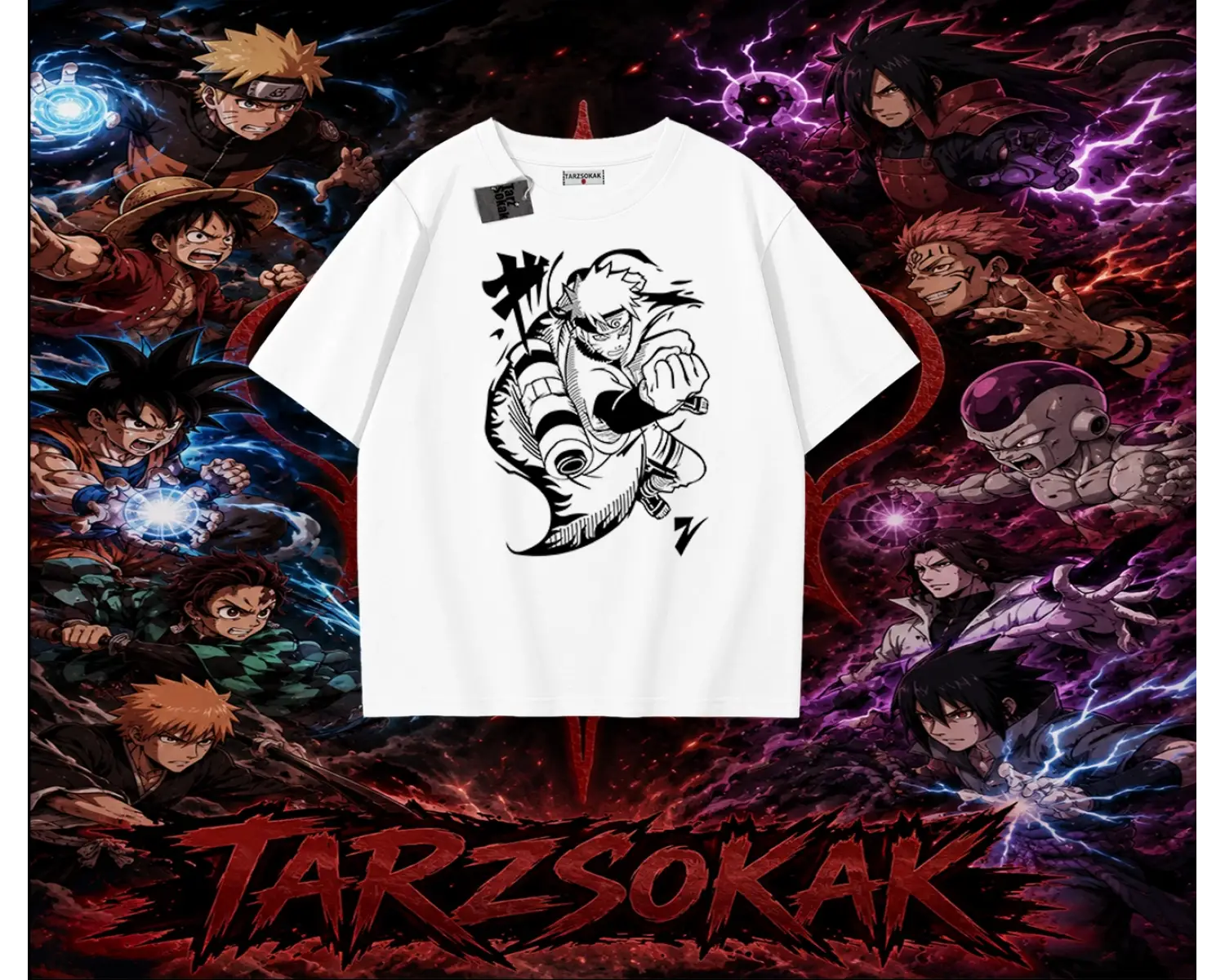 Naruto Uzumaki Premium Anime Oversize Unisex Tişört Beyaz