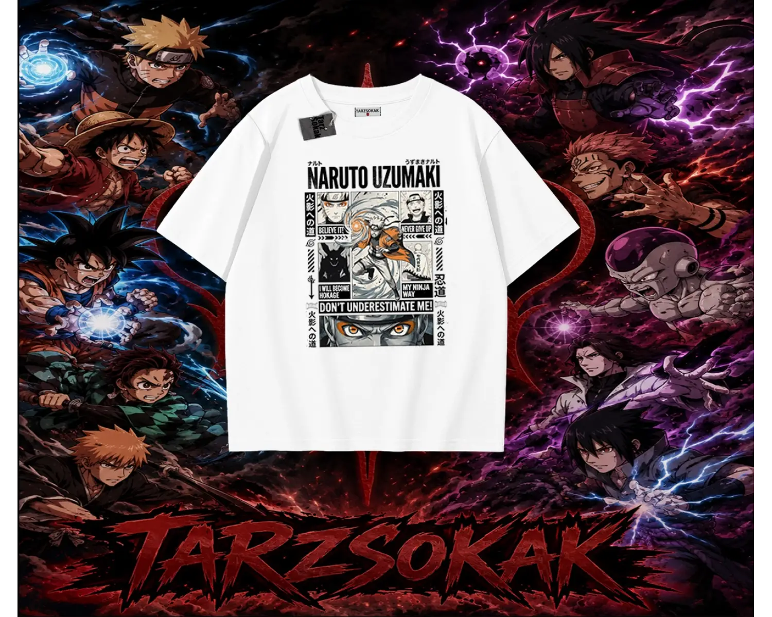 Naruto Uzumaki Premium Anime Oversize Unisex Tişört Beyaz
