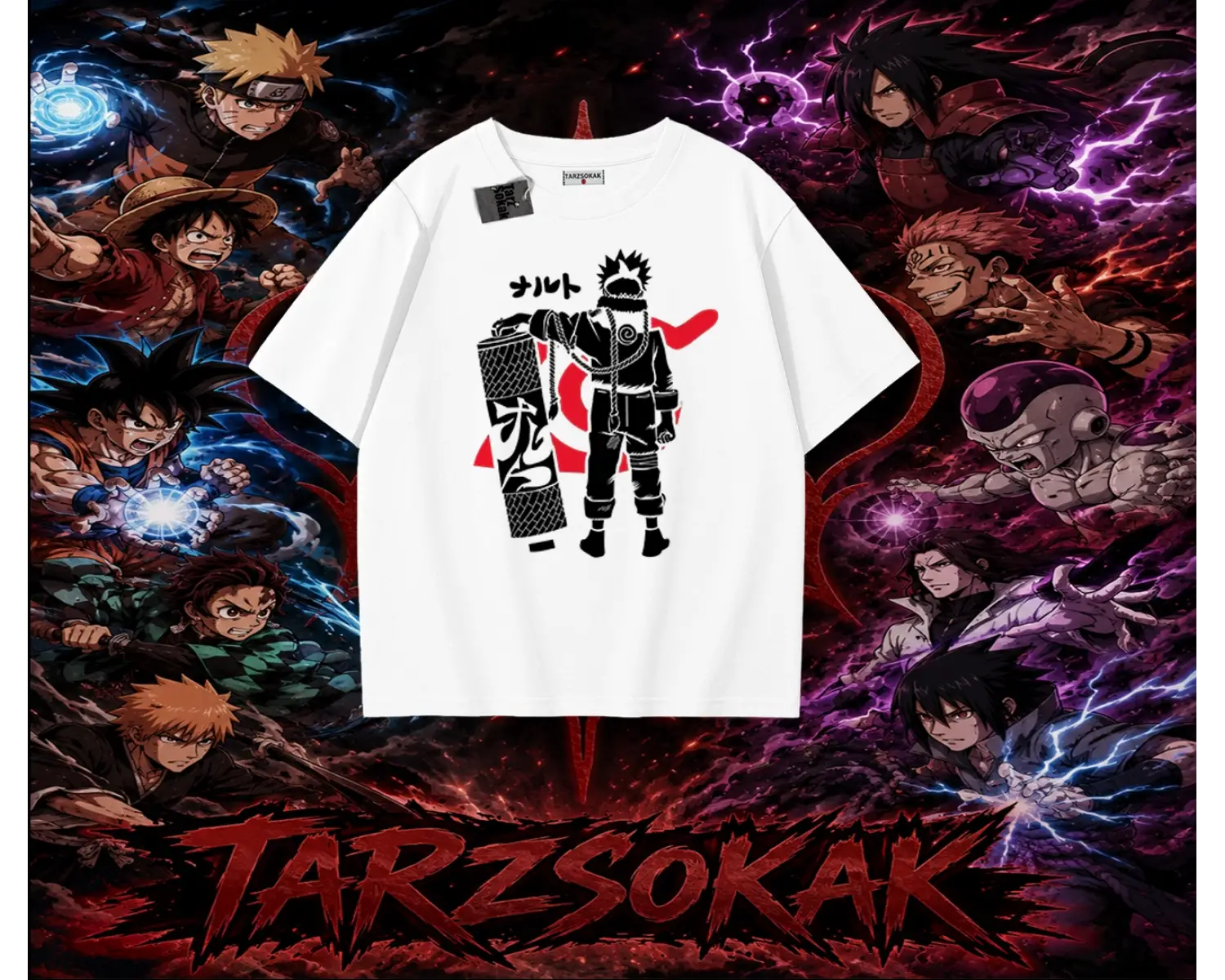 Naruto Uzumaki Premium Anime Oversize Unisex Tişört Beyaz