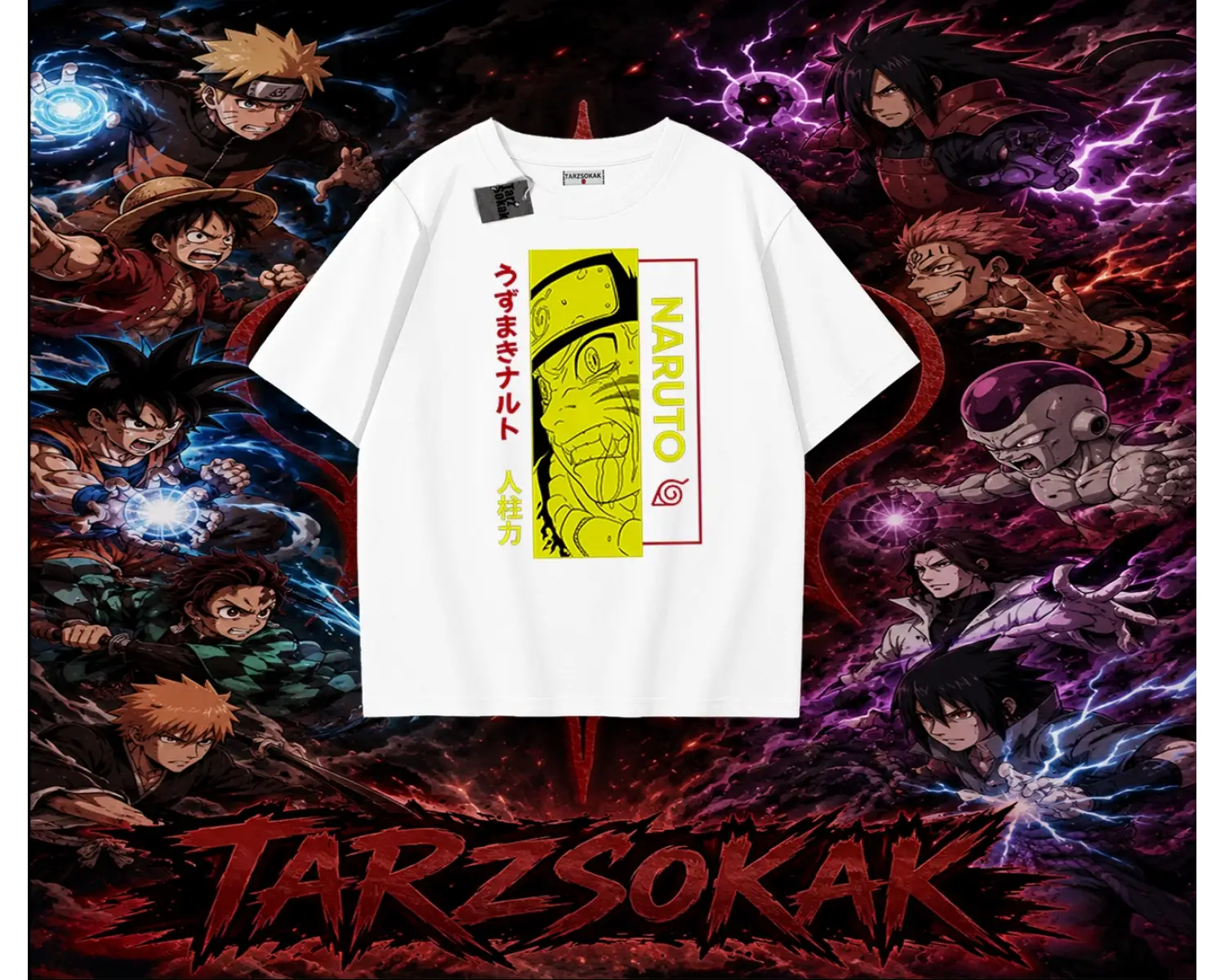 Naruto Uzumaki Premium Anime Oversize Unisex Tişört Beyaz
