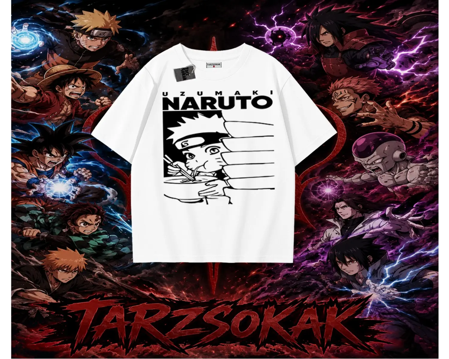 Naruto Uzumaki Premium Anime Oversize Unisex Tişört Beyaz