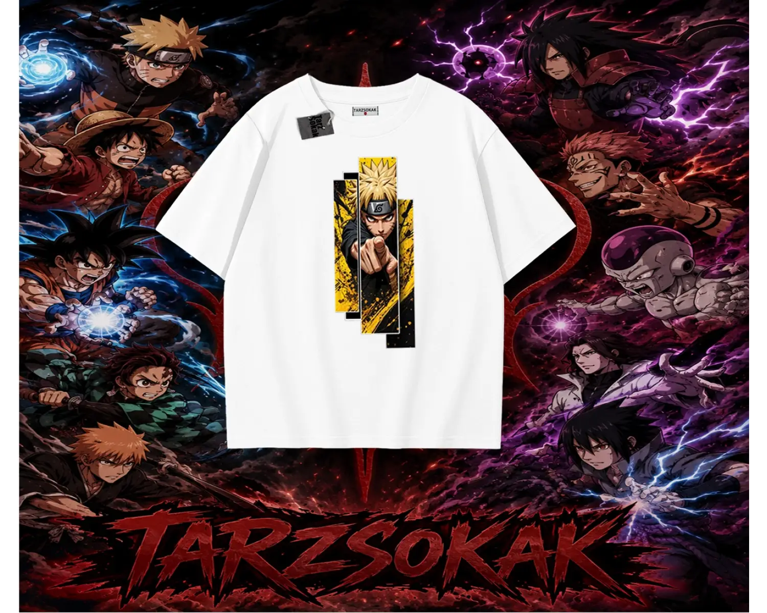 Naruto Uzumaki Premium Anime Oversize Unisex Tişört Beyaz