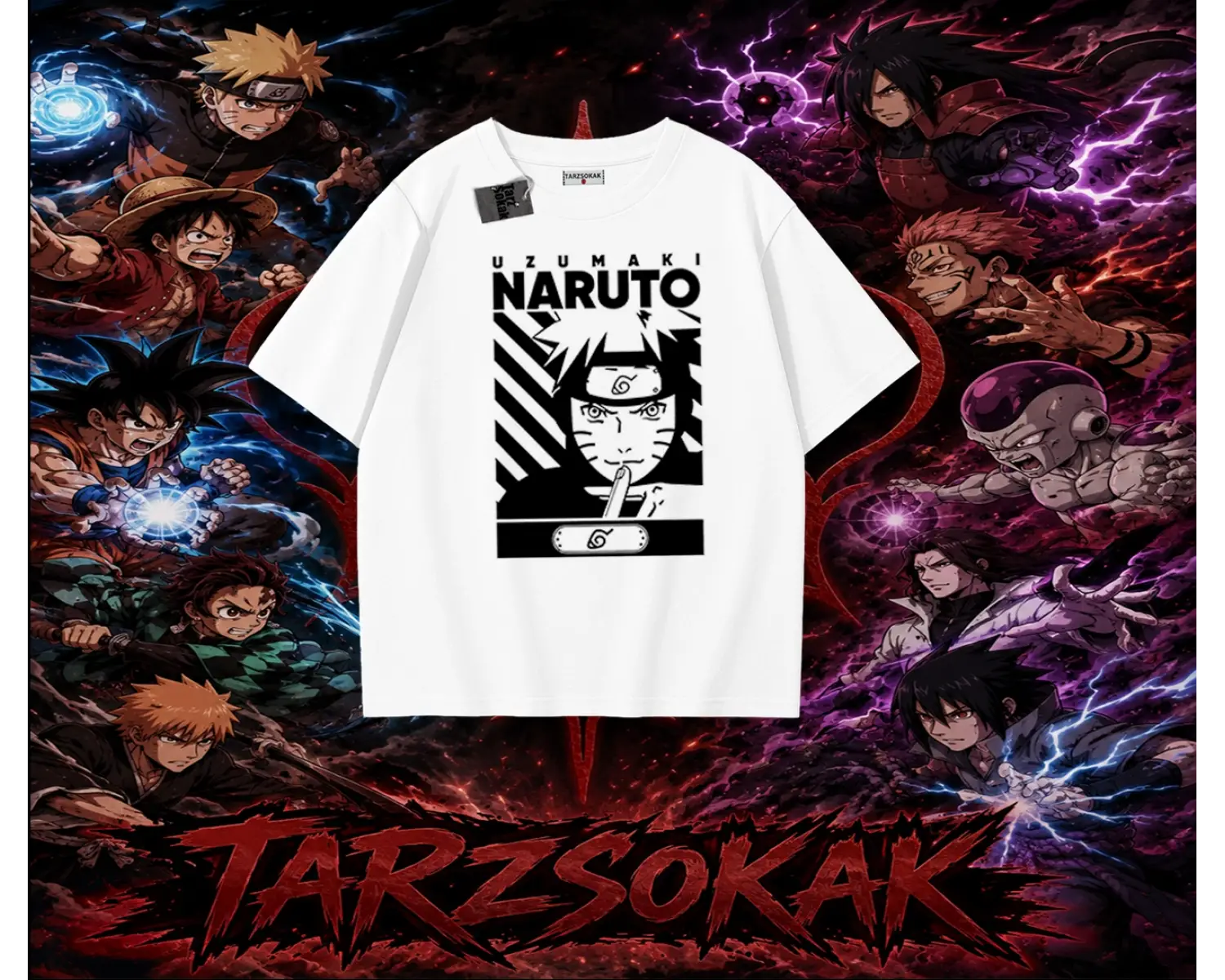 Naruto Uzumaki Premium Anime Oversize Unisex Tişört Beyaz