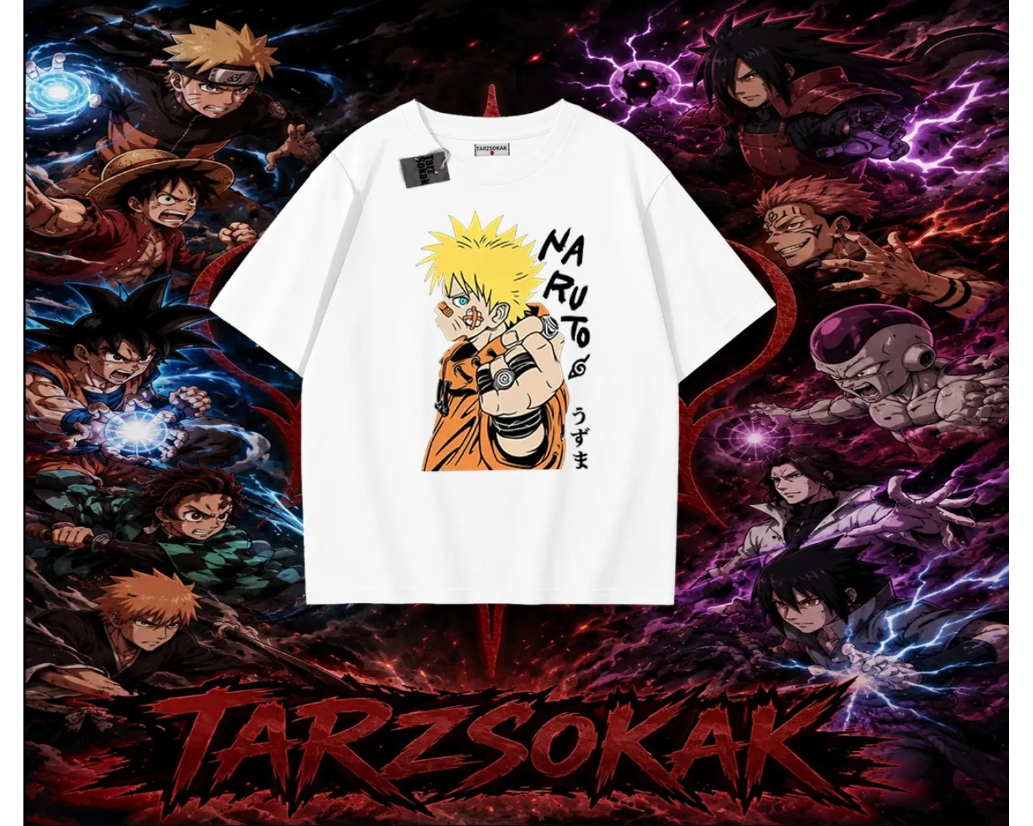 Naruto Uzumaki Premium Anime Oversize Unisex Tişört Beyaz