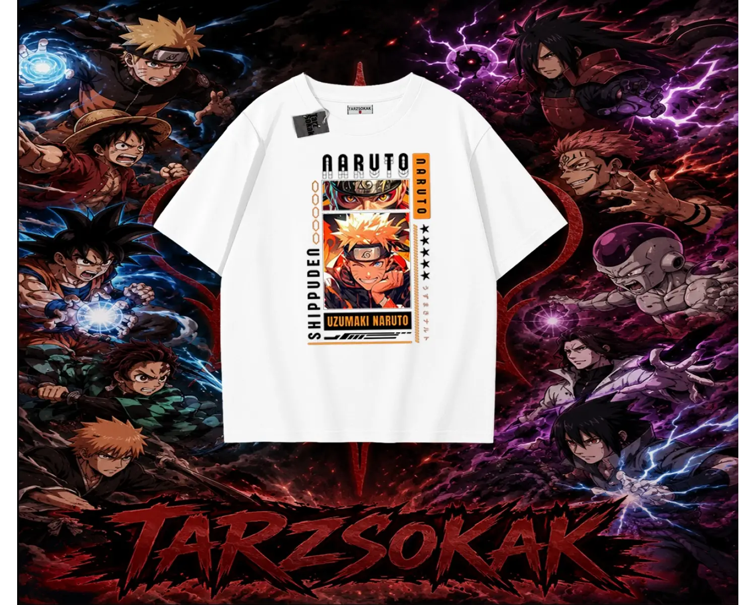 Naruto Uzumaki Premium Anime Oversize Unisex Tişört Beyaz