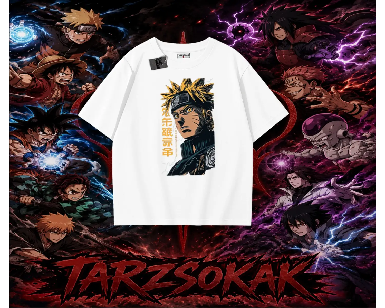Naruto Uzumaki Premium Anime Oversize Unisex Tişört Beyaz